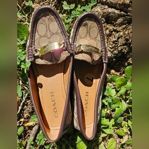 Coach Loafers, Tan and Dark Brown. EUC